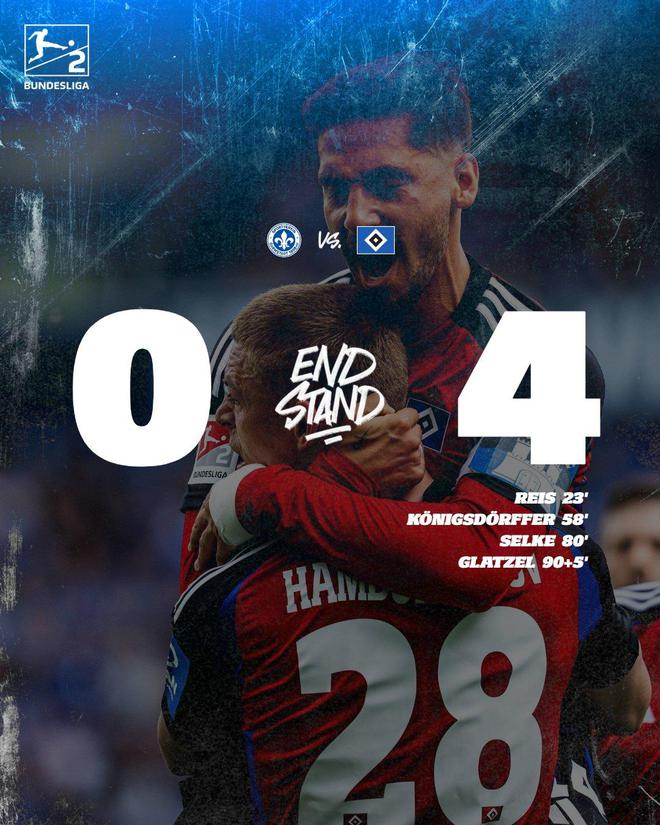 下轮赢球即升级！汉堡4-0终结三轮不胜暂升榜首，塞尔克建功