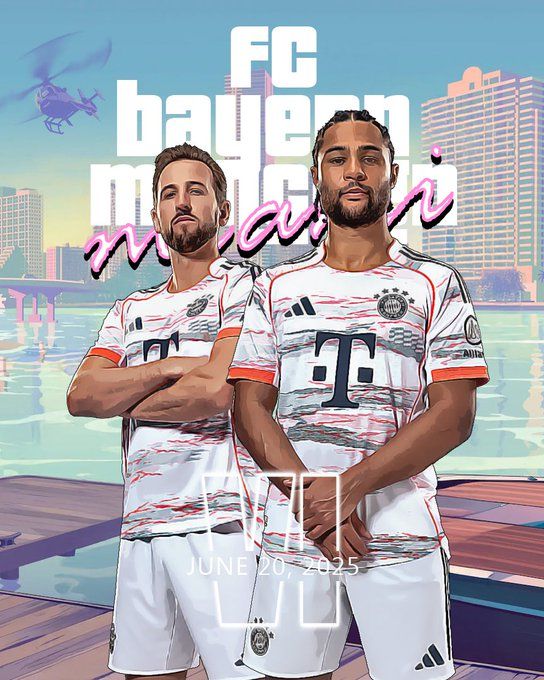 拜仁發布GTA6風格的世俱杯海報，凱恩和格納布里亮相
