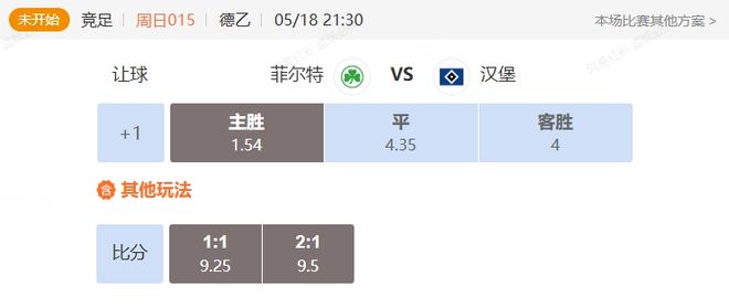 德乙+意甲串關(guān)解析 菲爾特VS漢堡+佛羅倫薩VS博洛尼亞