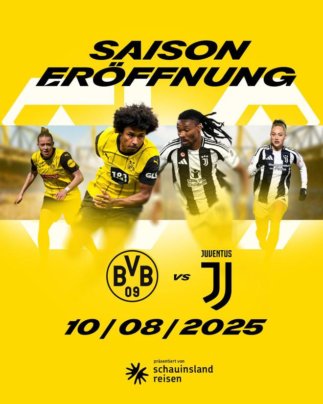 官方：尤文將于8月10日與多特進行友誼賽，男女足均將出戰