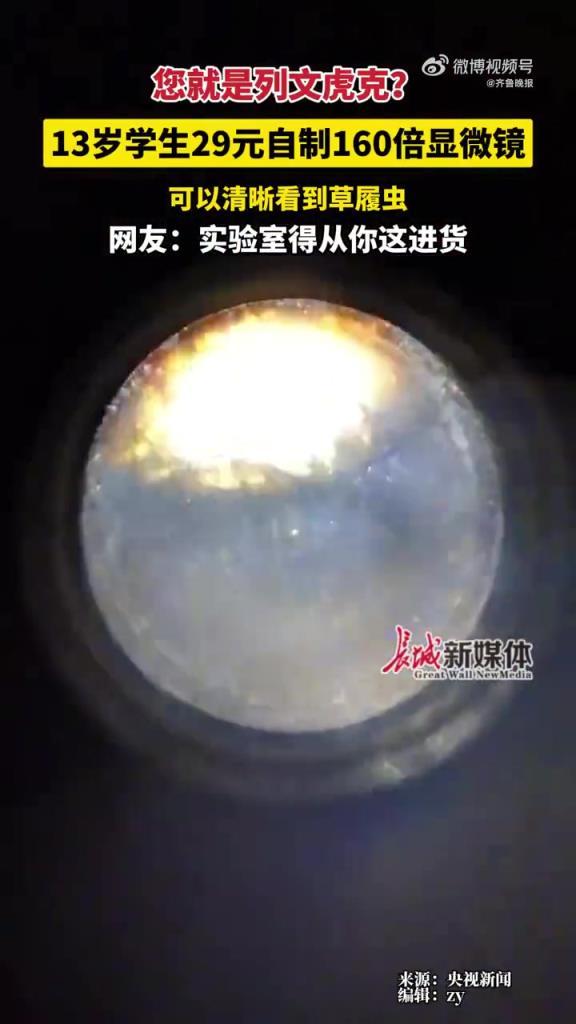 初一学生自制显微镜，花费 29 元，可放大 160 倍!