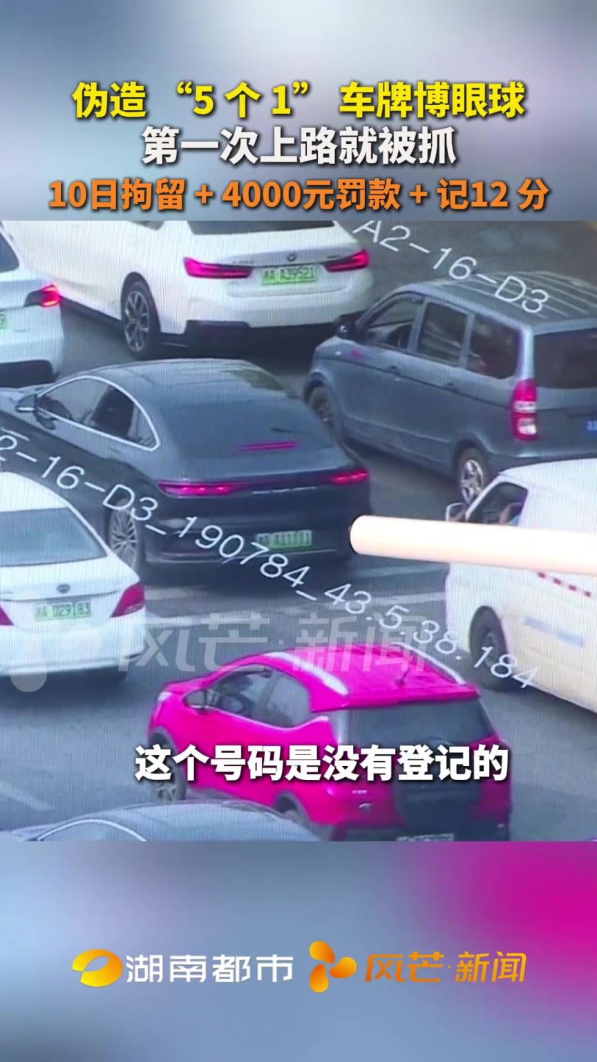 伪造 “5 个 1” 车牌博眼球 第一次上路就被抓