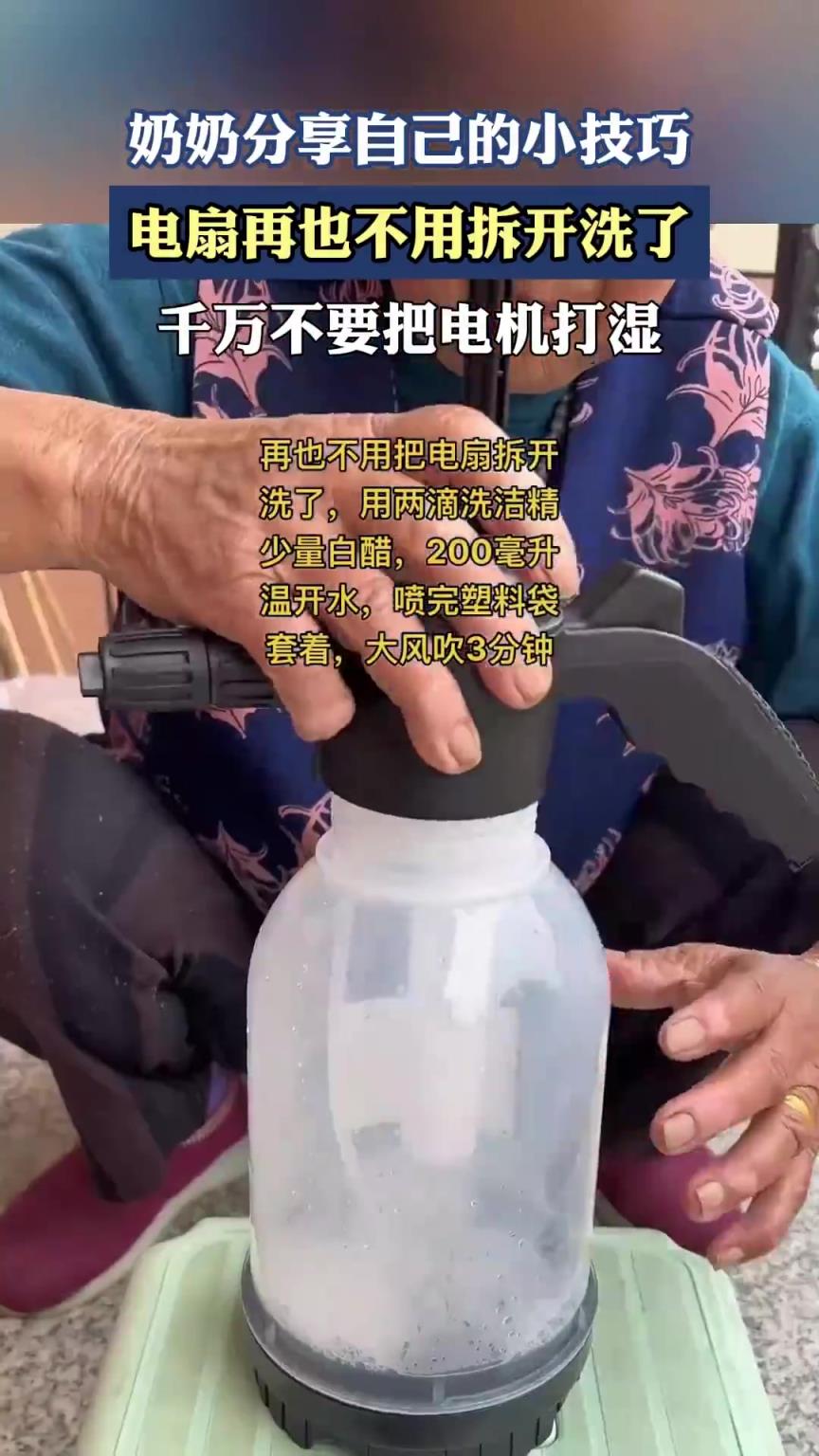 奶奶分享自己的小技巧，电扇再也不用拆开洗了！！