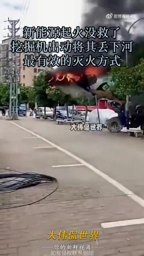 新能源起火丢河灭火，网友：最有效方式？