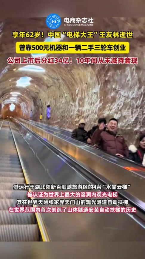 中國“電梯大王”王友林逝世