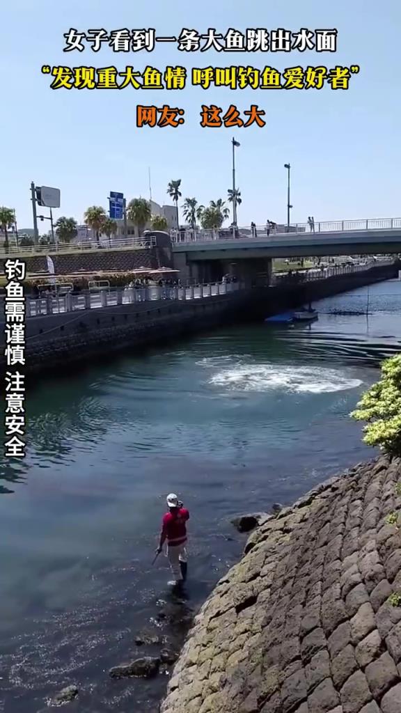 女子看到一條大魚(yú)跳出水面