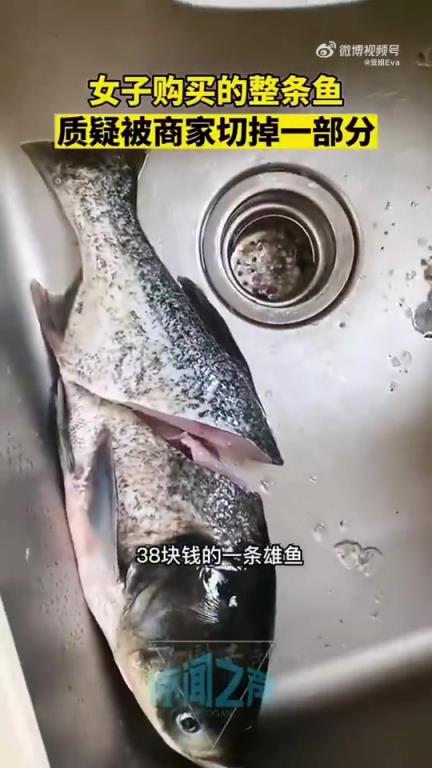 女子维权称买鱼遇缺斤少两，鱼被切掉部分真相几何？