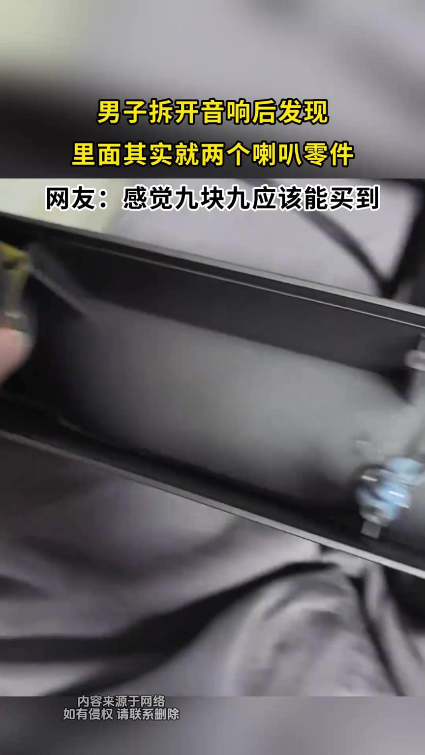 男子拆開音響后發(fā)現(xiàn)，里面其實就兩個喇叭零件