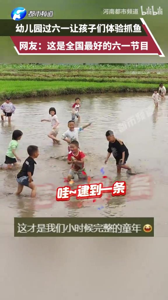 幼兒園過(guò)六一讓孩子們體驗(yàn)抓魚，網(wǎng)友：這是全國(guó)最好的六一節(jié)目