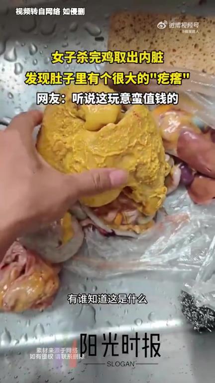 这啥啊？女子杀完鸡取出内脏，发现肚子里有个很大的疙瘩