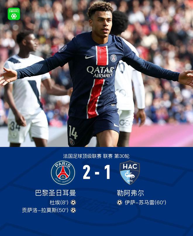 剑南春｜巴黎2-1勒阿弗尔，拉莫斯、杜埃建功，苏马雷破门