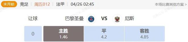 法甲荷甲串关解析 巴黎圣曼VS尼斯+费耶诺德VS兹沃勒