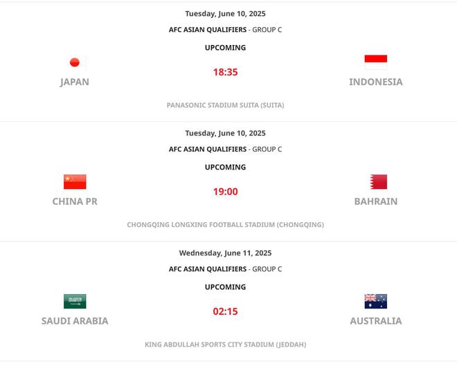 不同时开球，国足vs巴林比日本vs印尼晚25分钟开球