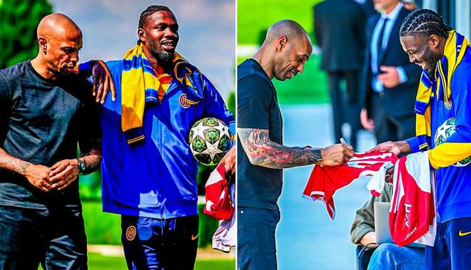 兒廠夢(mèng)？小圖拉姆與亨利一起備戰(zhàn)歐冠，讓后者在阿森納球衣上簽名