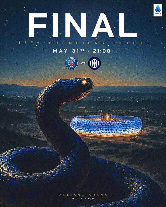 藍(lán)蛇、安聯(lián)球場、歐冠獎杯，意甲官方發(fā)布海報預(yù)熱歐冠決賽