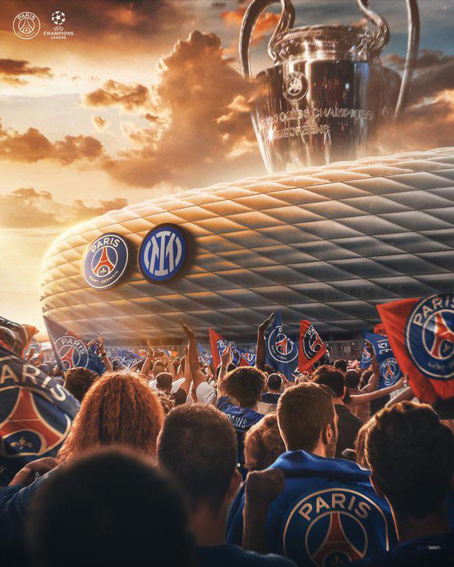 大巴黎發(fā)布?xì)W冠決賽海報：紅藍(lán)浪潮席卷慕尼黑