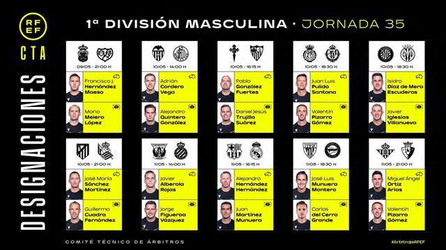 西甲第35輪裁判安排：平方哥執法國家德比，穆努埃拉任VAR