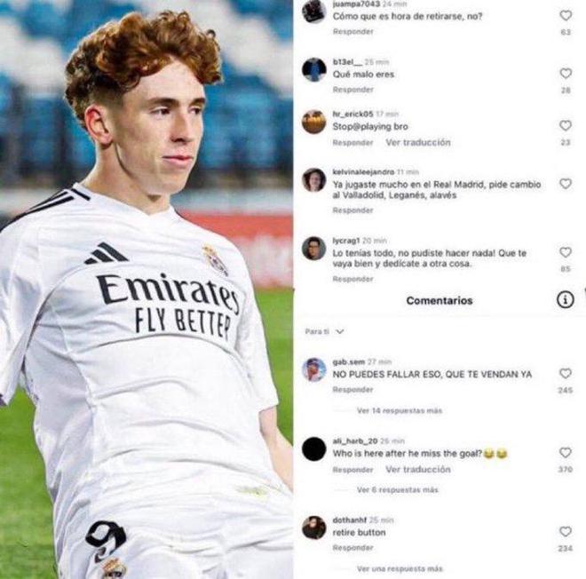 還是個孩子！穆尼奧斯皇馬首秀失良機，遭球迷網暴只得關閉評論區