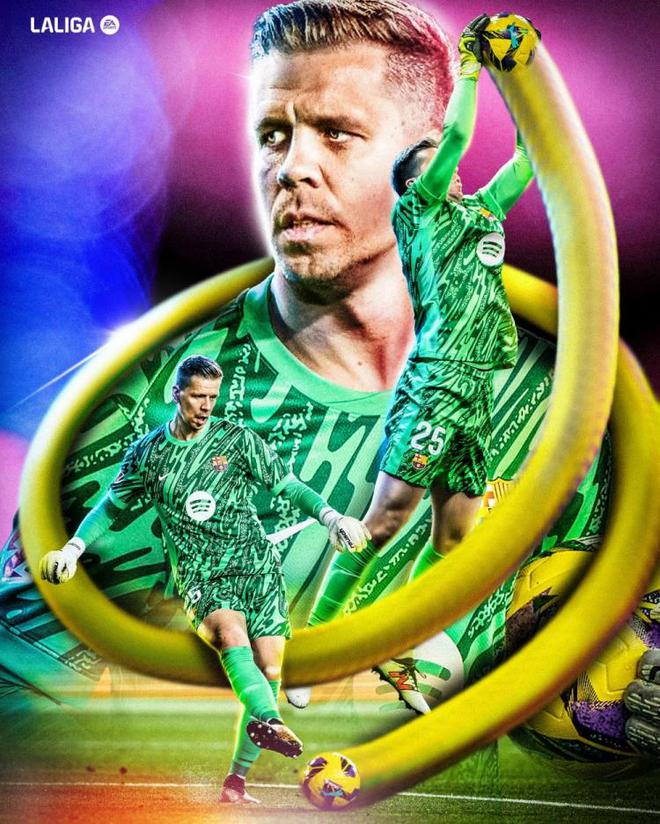 西甲社媒祝賀什琴斯尼：巴薩“嘆息之墻”已將西甲冠軍收入囊中