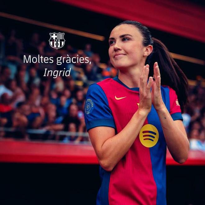 巴薩女足后衛亨根自由身離隊，社媒發文感激球迷支持