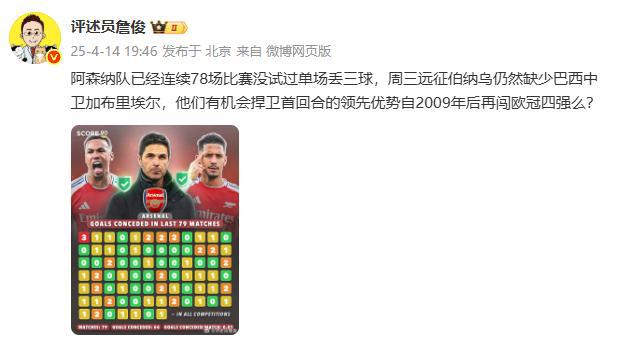 詹?。喊⑸{已78場(chǎng)比賽未單場(chǎng)丟3球 周三能否捍衛(wèi)領(lǐng)先闖入四強(qiáng)