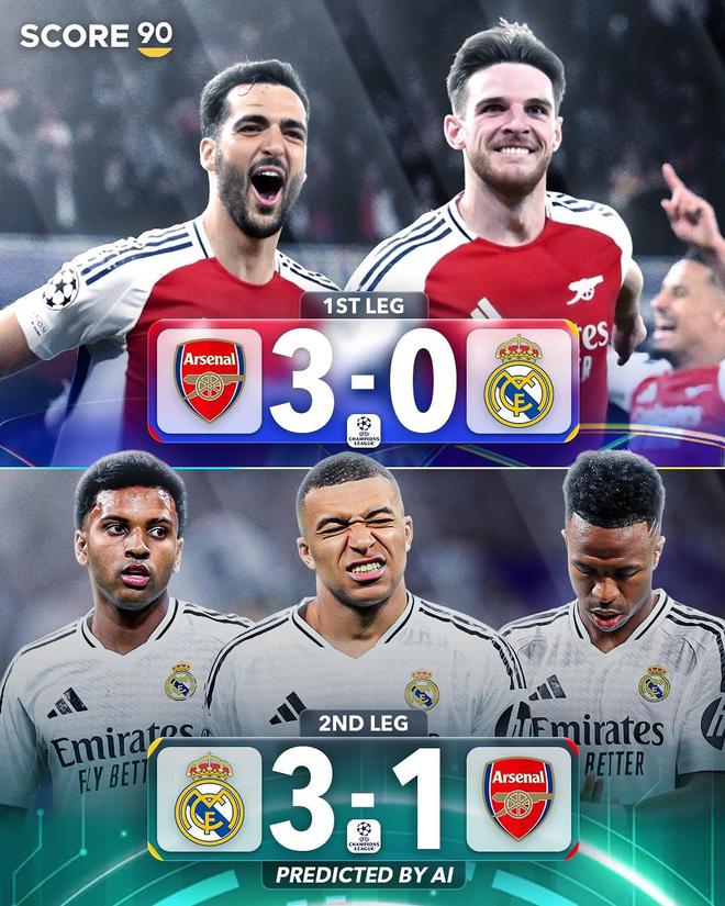 均无逆转！ChatGPT预测欧冠：皇马3-1阿森纳，国米0-0拜仁