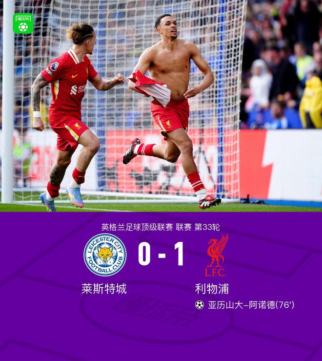 剑南春｜利物浦1-0莱斯特城下轮取胜即可夺冠，阿诺德替补制胜