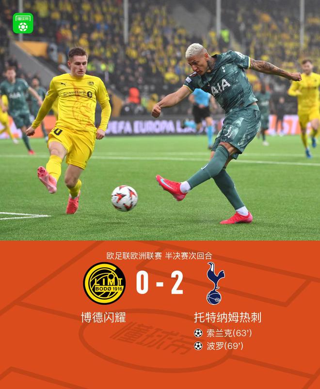 热刺两回合5-1博德闪耀晋级决赛，索兰克建功，波罗神仙球