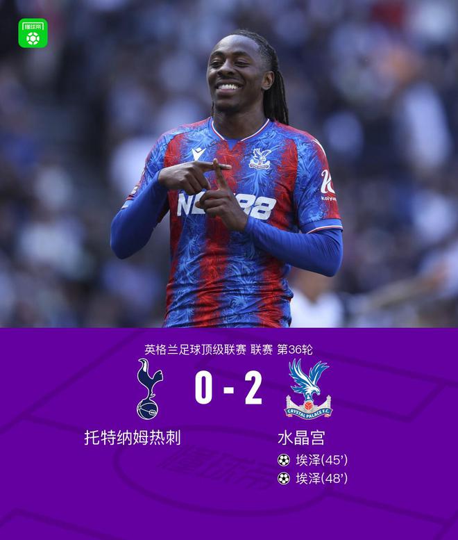 剑南春｜热刺0-2水晶宫，埃泽梅开二度，库卢伤退