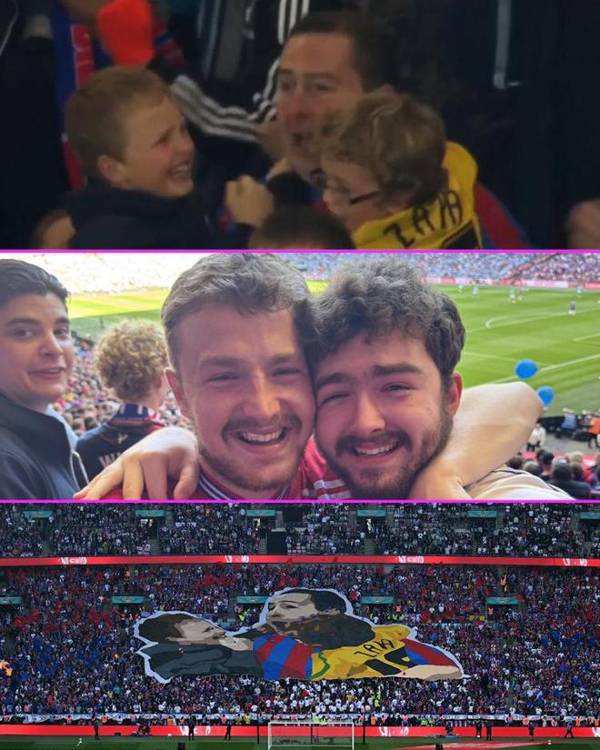 暖心！水晶宮TIFO悼念去世的球迷，他的兩個兒子現場見證隊史首冠