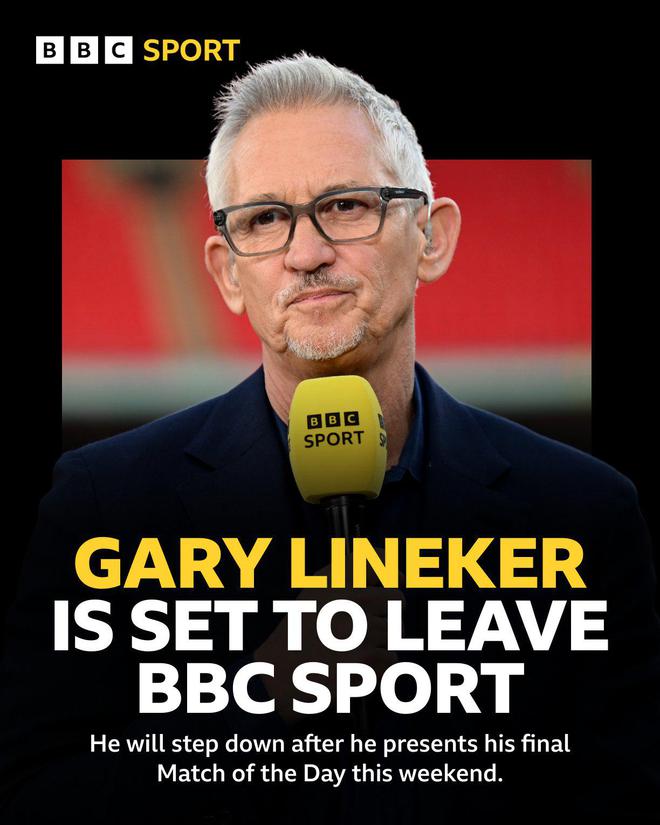 官方：英格蘭名宿&知名評論員萊因克爾將從BBC離職