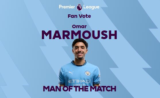 轟入世界波！馬爾穆什當(dāng)選曼城vs伯恩茅斯全場最佳球員