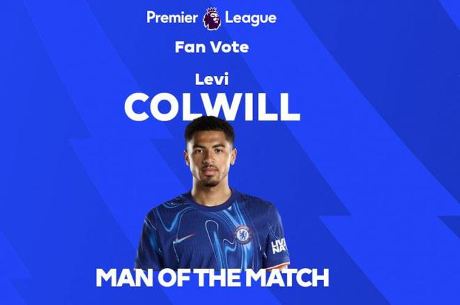 打進制勝球，英超官方：科爾維爾當選切爾西1-0森林全場最佳球員