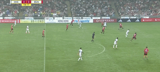 半場：曼聯(lián)0-1中國香港，祖連奴破門，B費錯失單刀