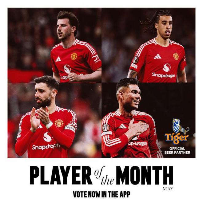 曼聯五月隊內最佳候選：芒特、約羅、B費、卡塞米羅