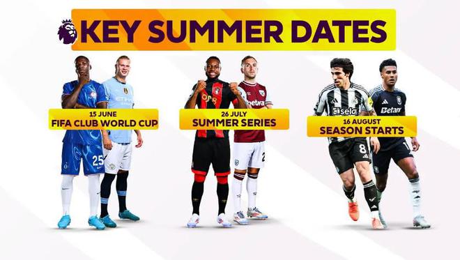 英超發(fā)布6-8月重要事件日歷：6月15日世俱杯，8月16日新賽季