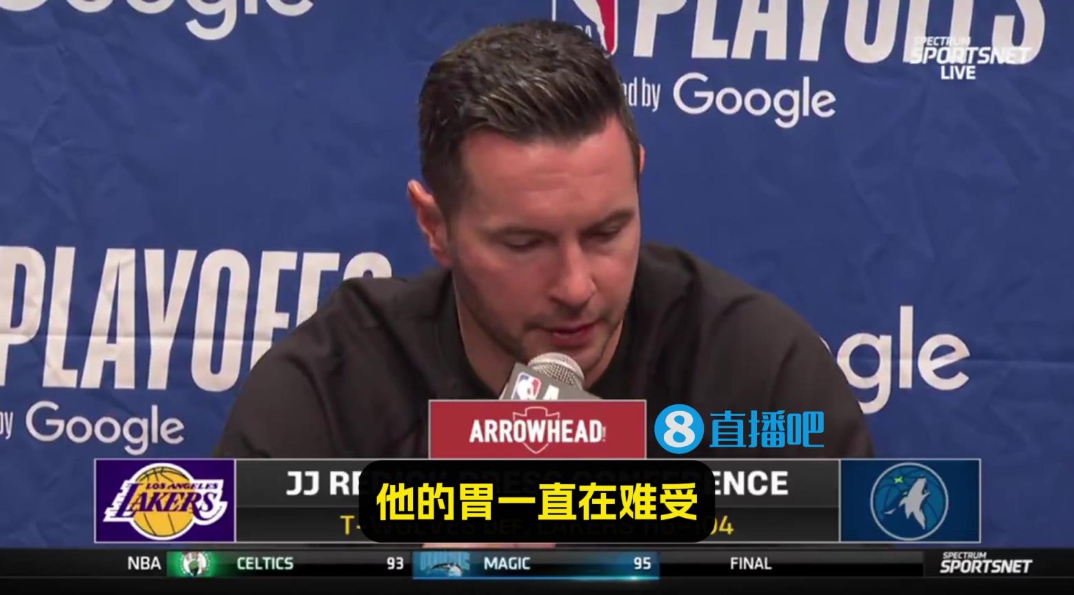 雷迪克：东契奇昨晚就感觉胃很难受了，他一整个下午都在呕吐