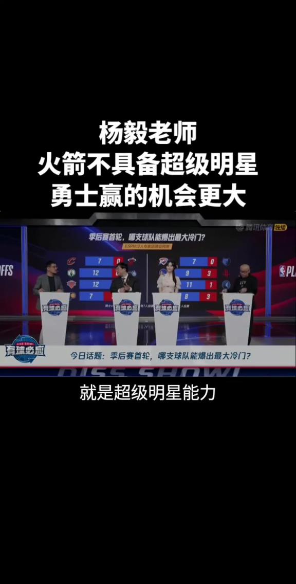 3-1了！杨毅此前：火箭不具备超级明星 勇士赢的机会更大！