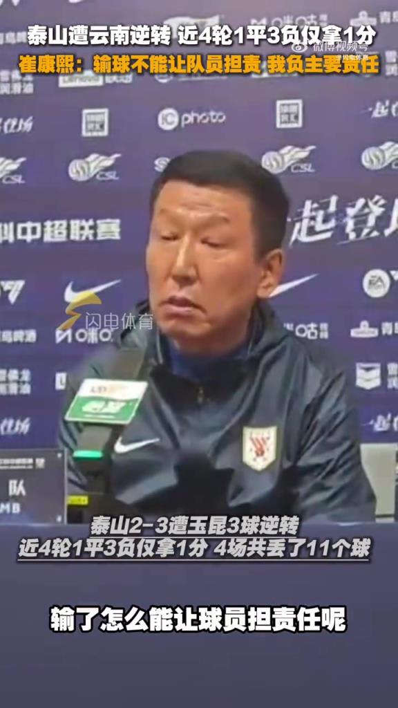 崔康熙：輸球不能讓隊員擔責 我負主要責任