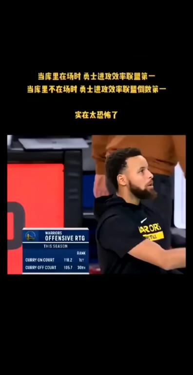 他太重要了！库里在场时勇士进攻效率第一 不在场时联盟垫底