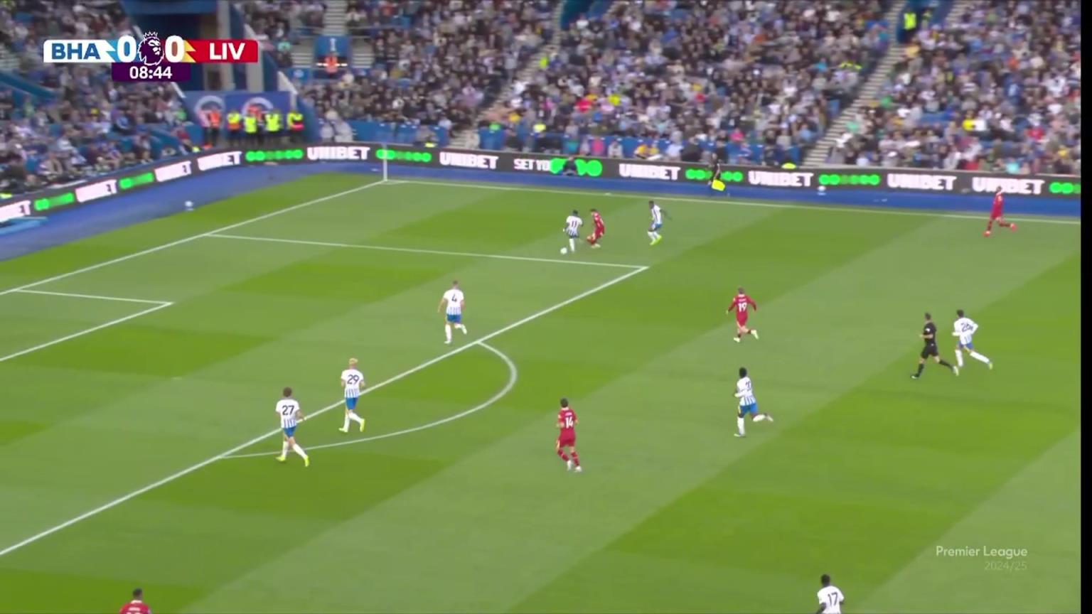 利物浦領先！布拉德利右路人球分過倒三角，埃利奧特包抄破門