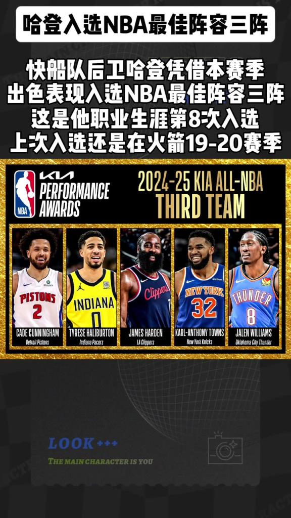 離開火箭首次！哈登入選最佳陣容三陣 職業生涯第八次進最佳陣