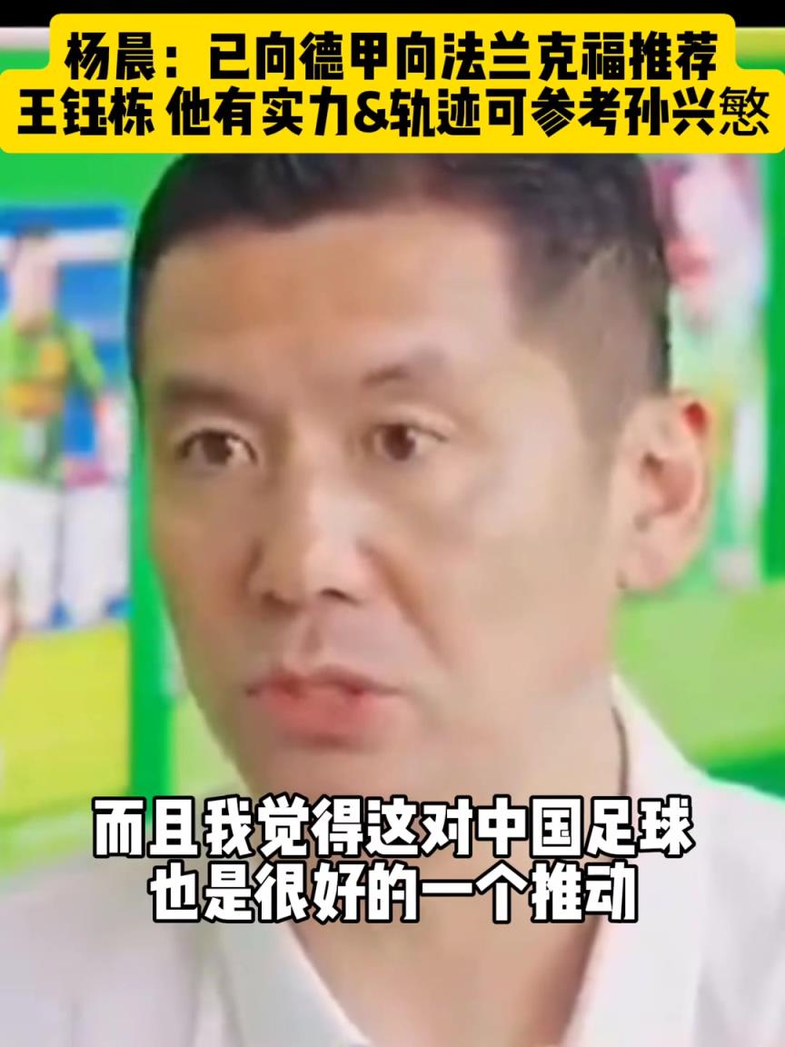 楊晨：已向德甲推薦王鈺棟，軌跡可參考孫興慜