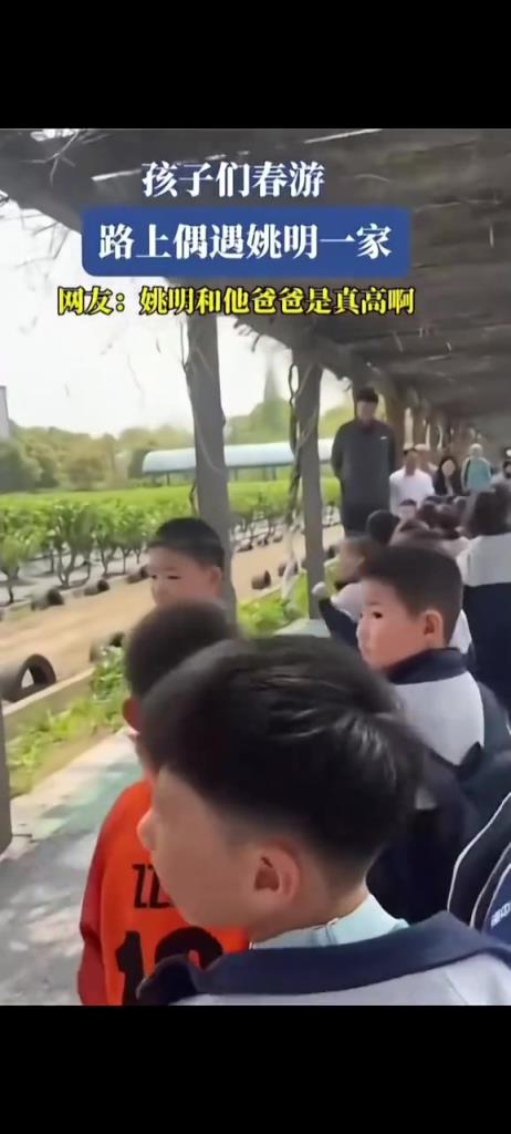 姚明的父親也這么高！孩子們春游，路上遇到姚明一家